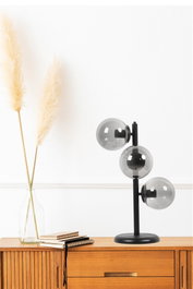 Opviq Lámpara de Mesa Simay 3 con Vidrio Negro y Humo